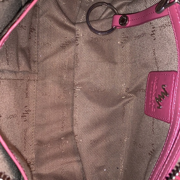Monsac Original vintage pink 2 handle zip footed leather mini satchel bag EUC - Picture 5 of 15